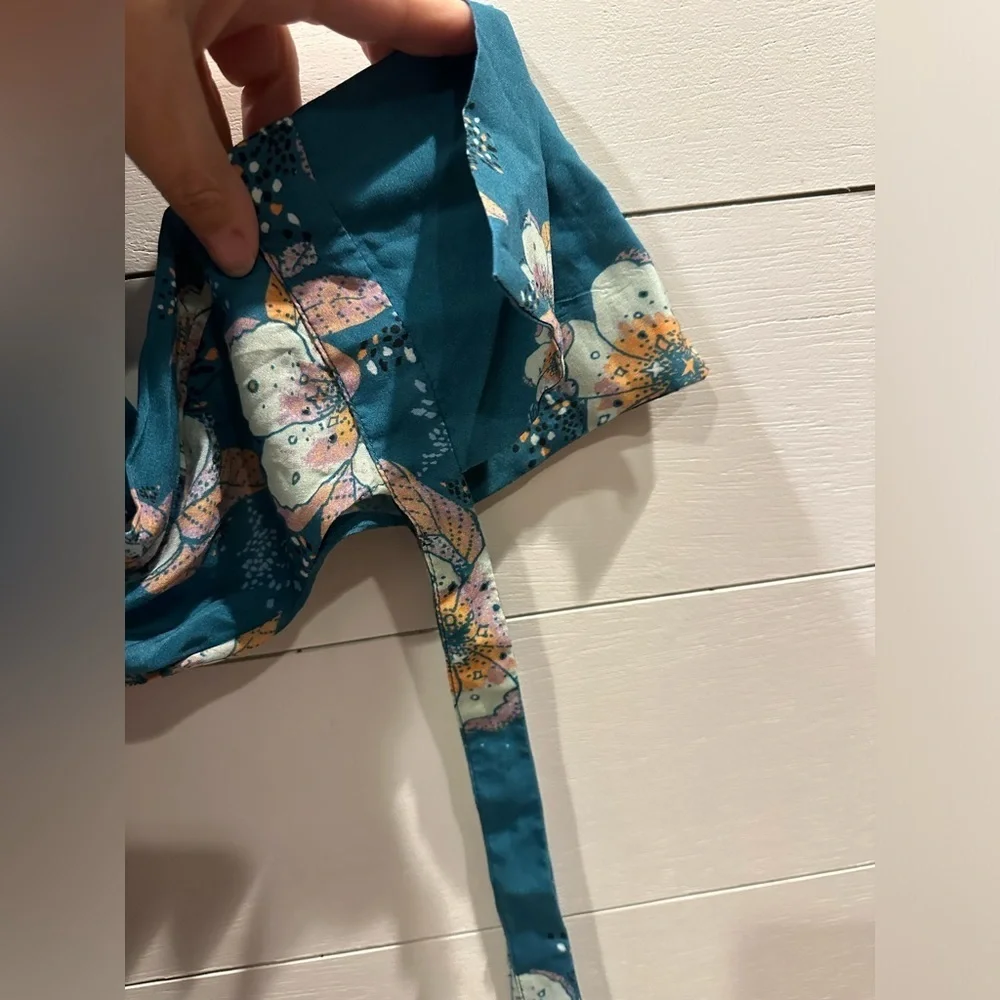 Free People Tuscan Dreams Teal Floral Tunic- BNWT- size XS